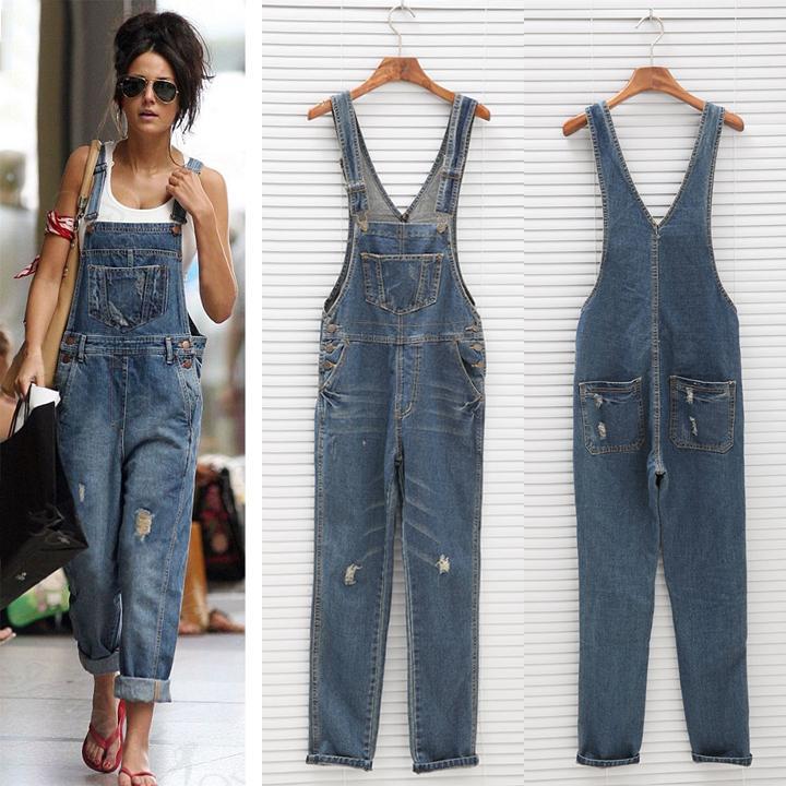Blue Denim Vintage Overall with Pockets