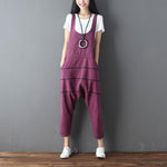 cambioprcaribe Burgundy / One Size Low Crotch Loose Denim Overall