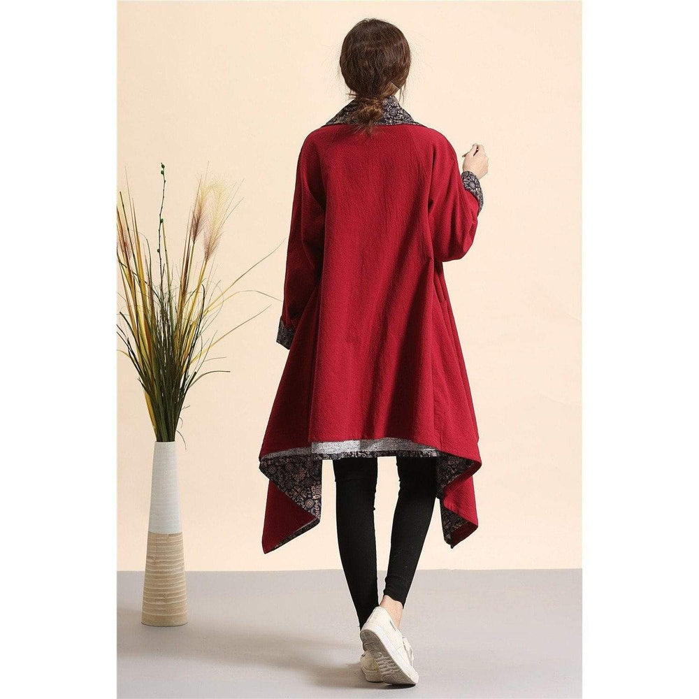 Red Reversible Cotton Linen Cardigan