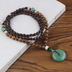 Circle Pendent Wooden Mala Beads Necklace