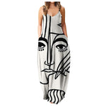 cambioprcaribe Dress Beige / S Abstract Canvas Loose Maxi Dress