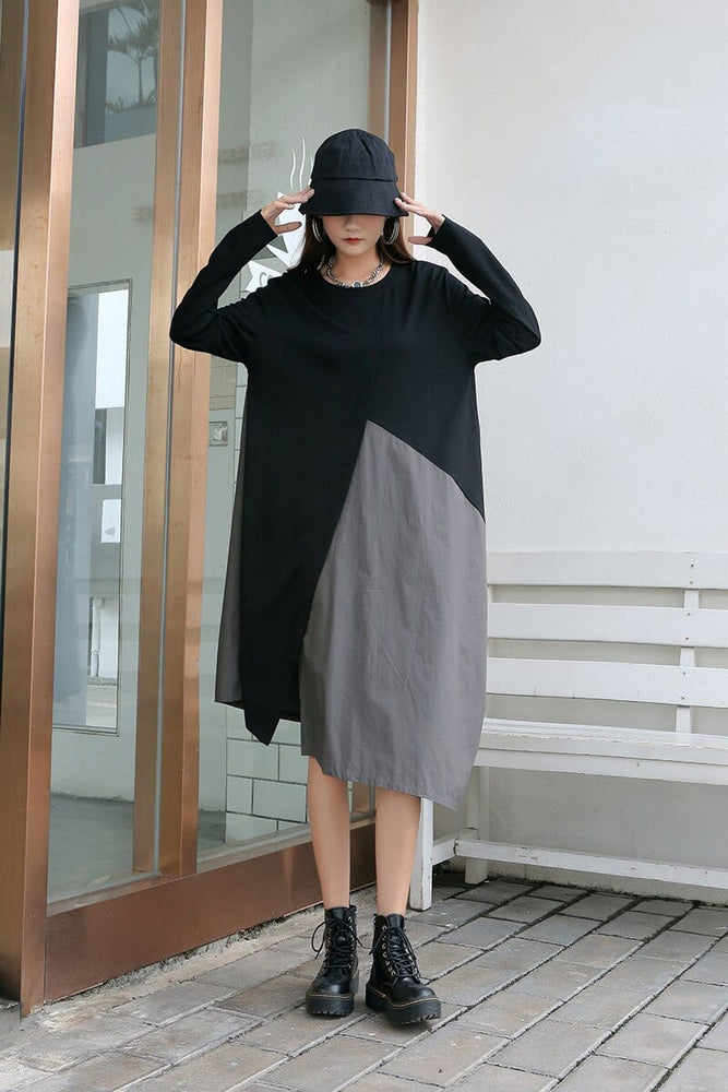 cambioprcaribe Dress Black and Grey Oversized T-Shirt Dress