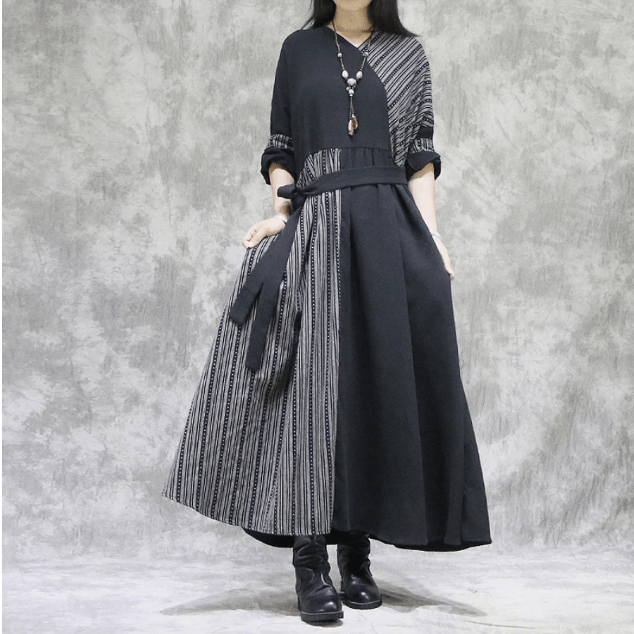 Geometric Patchwork Midi Dress | Nirvana