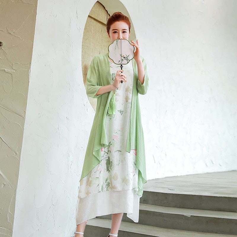 Midi Floral Dress + Cardigan | OOTD