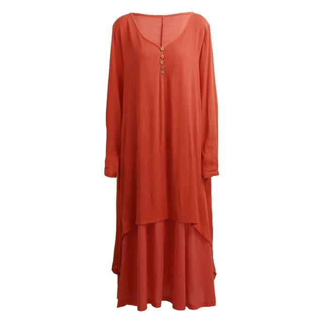 cambioprcaribe Dress Orange / XXXL Asymmetrical Double Layered Irene Dress