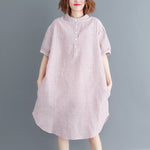 cambioprcaribe Dress Pink / One Size Vintage Striped Oversized Shirt Dress