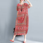 cambioprcaribe Dress Red / L Casual Short Sleeve Loose Printed Dress