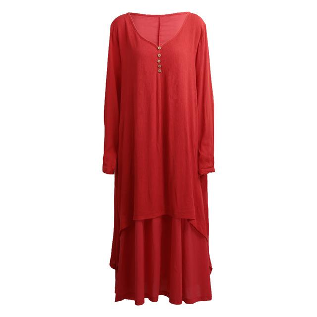 cambioprcaribe Dress Red / XXXL Asymmetrical Double Layered Irene Dress