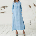 cambioprcaribe Dress Sky Blue / S Zen Casual Button Up Blouse Dress  | Zen