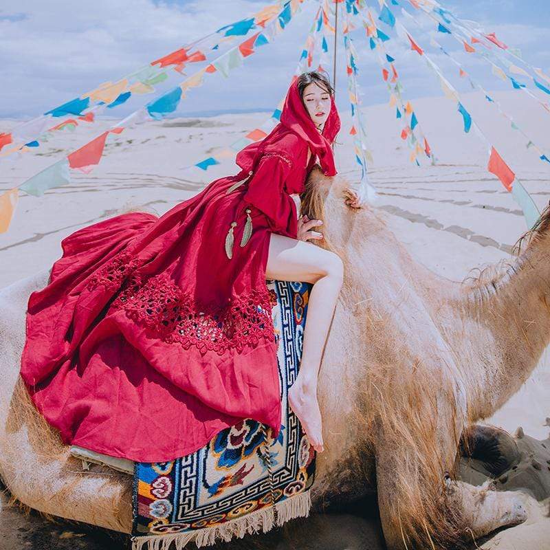 Vintage Gypsy Red Maxi Dress | Mandala