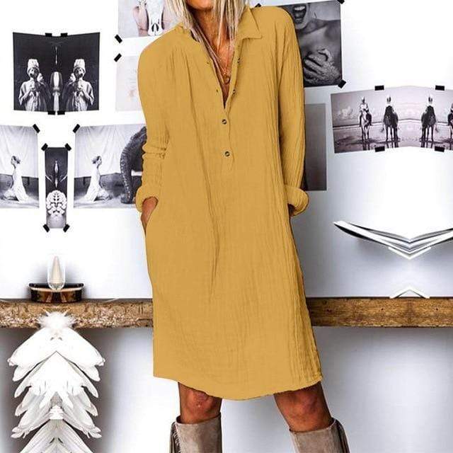 cambioprcaribe Dress Yellow / XL Modern Boho Plus Size Shirt Dress
