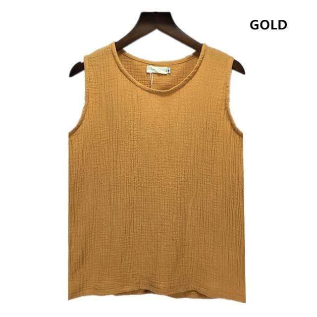 cambioprcaribe Gold / S Cotton and Linen Plus Size Tank Tops