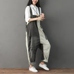cambioprcaribe Gray / One Size Distressed Patchwork 90s Denim Overall