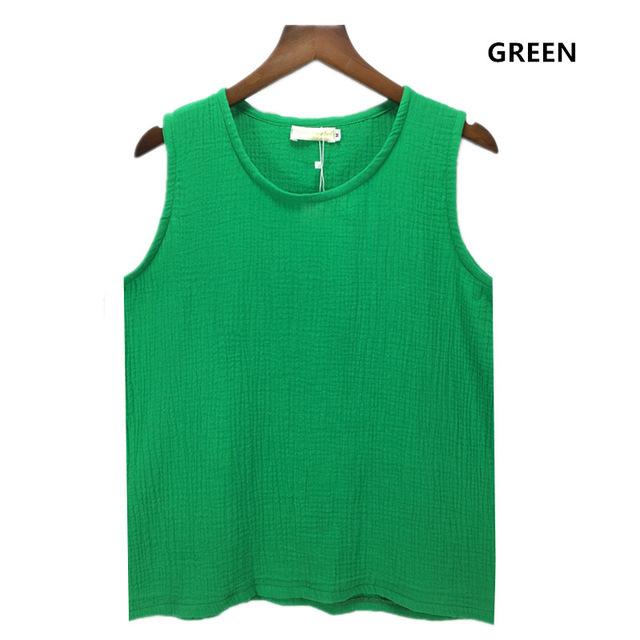 cambioprcaribe Green / S Cotton and Linen Plus Size Tank Tops