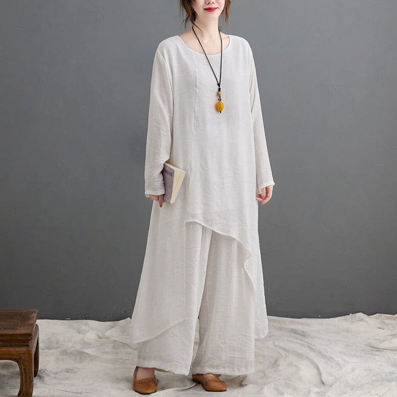 Evania Asymmetrical Shirt With Palazzo Pants | Zen