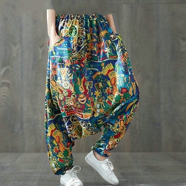 cambioprcaribe Harem Pants Multi / One Size Colorful Plus Size Drop Crotch Harem Pants