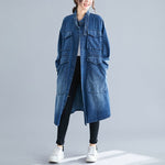 cambioprcaribe Jackets Blue / One Size Vintage Knee Length Denim Coat