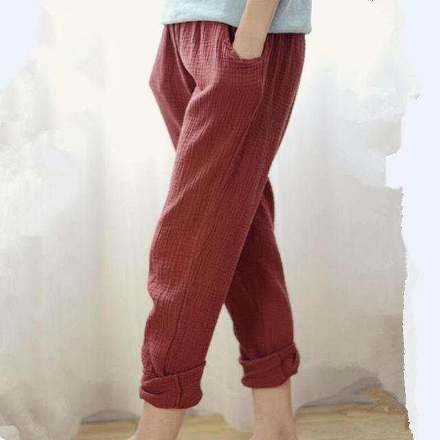 cambioprcaribe jujube red / M Cotton And Linen Pants  | Zen