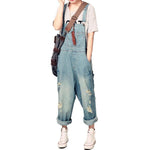 cambioprcaribe Light Blue / S Casual Loose Denim Overalls