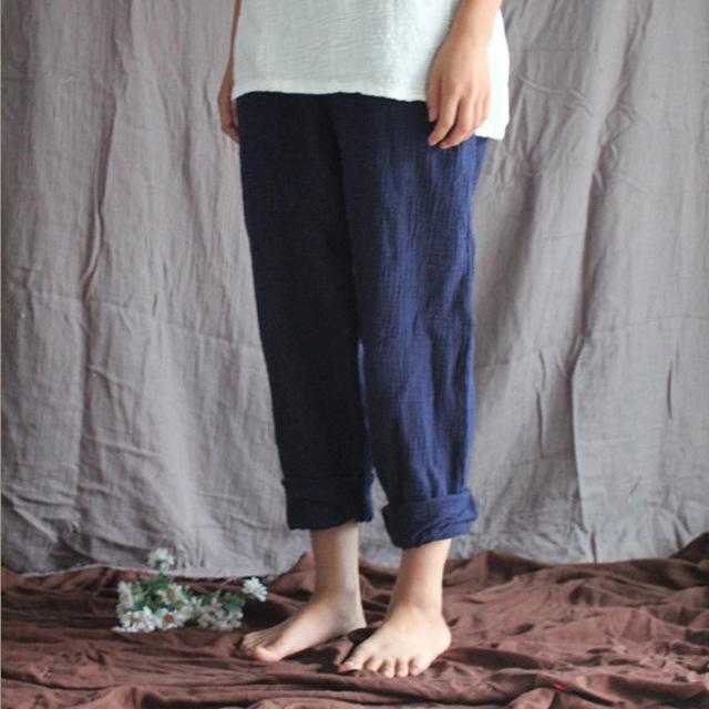 cambioprcaribe Navy blue / M Cotton And Linen Pants  | Zen