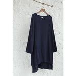 cambioprcaribe navy blue / One Size Long Sleeves Asymmetrical Cotton Shirt  | Zen