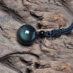 Obsidian Rainbow Eye Pendant Necklace