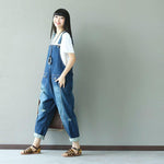 cambioprcaribe One Size / Blue Ripped Baggy Denim Overall