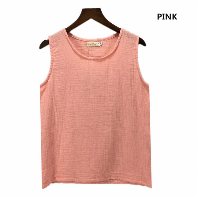 cambioprcaribe Pink / S Cotton and Linen Plus Size Tank Tops