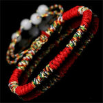 cambioprcaribe Red Handmade Tibetan Knot Bracelet With Beads