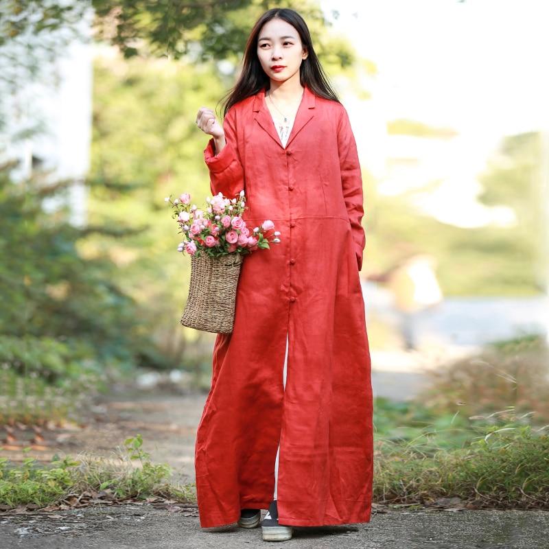 cambioprcaribe Red / L Vintage Chinese Linen Trench Coat