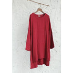 cambioprcaribe Red / One Size Long Sleeves Asymmetrical Cotton Shirt  | Zen
