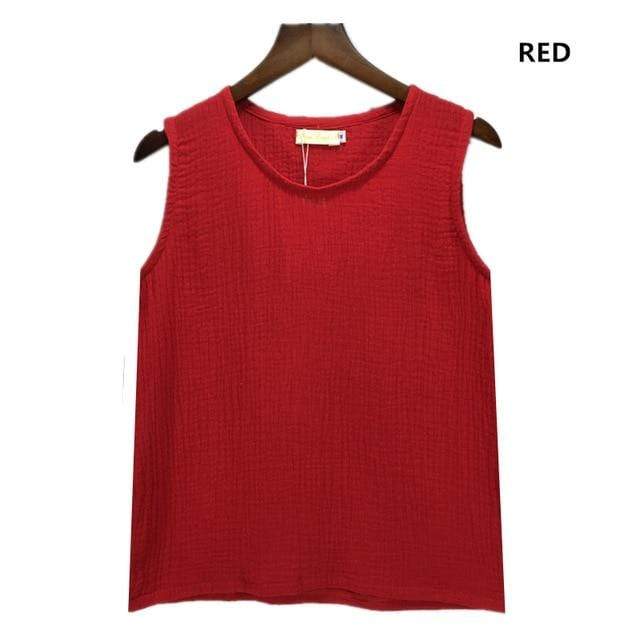 cambioprcaribe Red / S Cotton and Linen Plus Size Tank Tops
