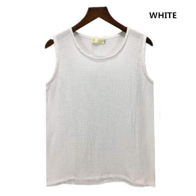 cambioprcaribe White / S Cotton and Linen Plus Size Tank Tops
