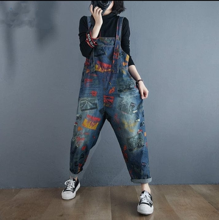 cambioprcaribe Denim Overall Abstract Painting Vintage Denim Overalls