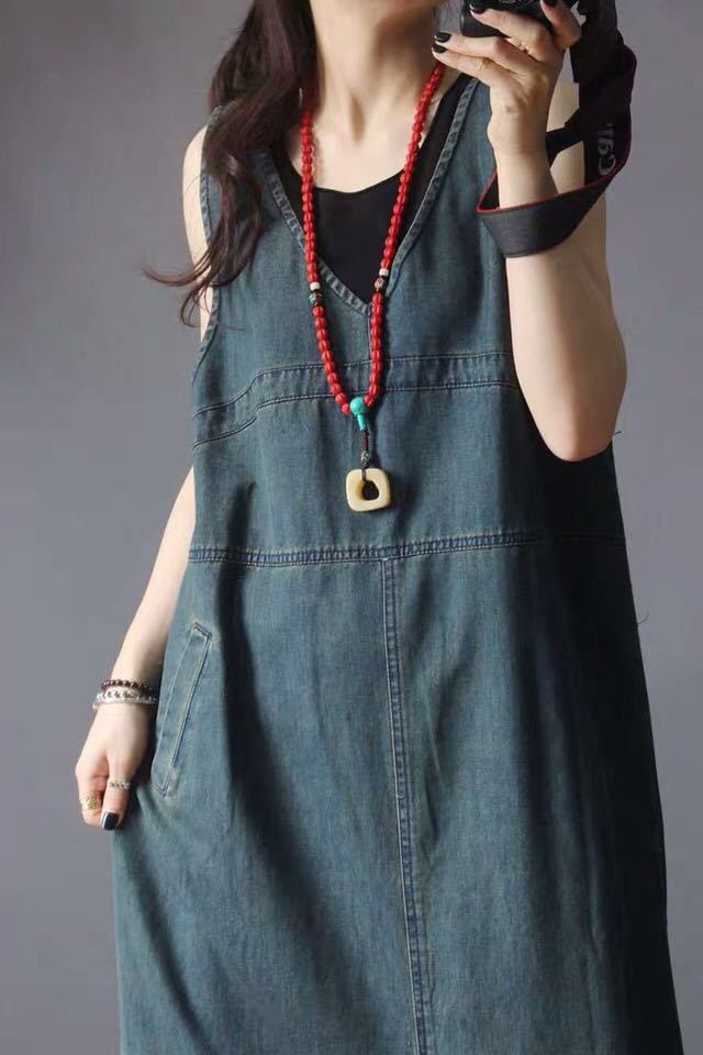 cambioprcaribe denim overall dress Ready To Go Denim Overall Dress