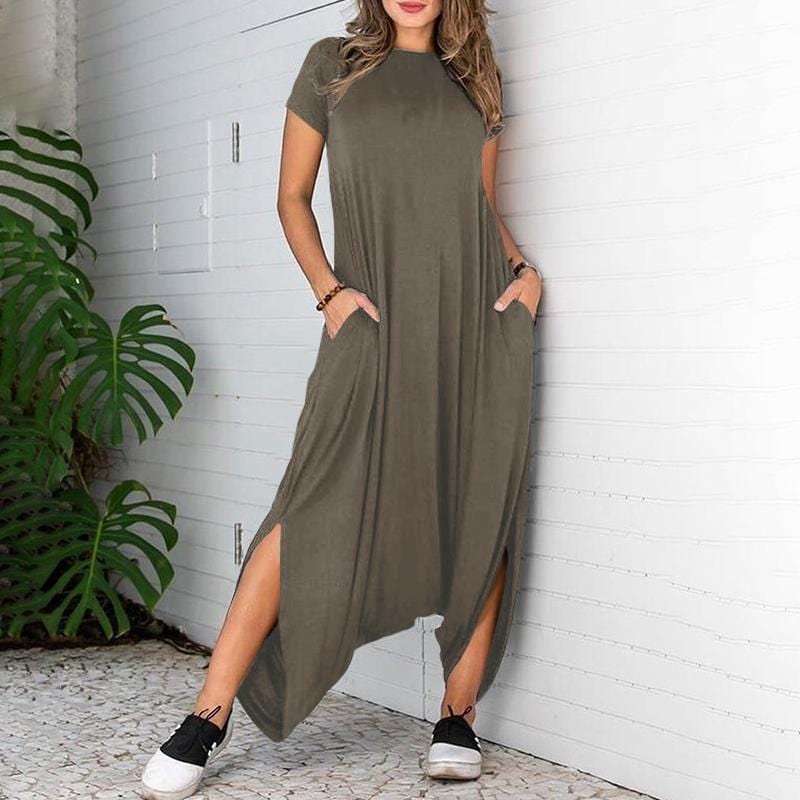 cambioprcaribe Overall Retro Long Palazzo Solid Overall Dress
