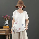 Embroidery Abstract Wrap Blouse