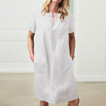 cambioprcaribe White / S Pure Modesty Short Sleeve Button Dress