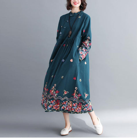 Floral Embroidered Modern Chinese Dress