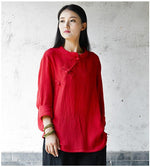 cambioprcaribe 3/4 Sleeve Traditional Chinese Cotton and Linen Blouse  | Zen