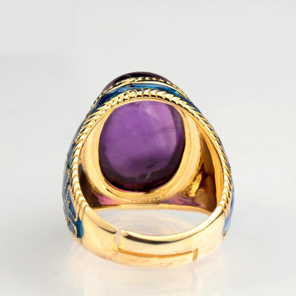 cambioprcaribe Adjustable / Purple Natural Amethyst Silver Ring
