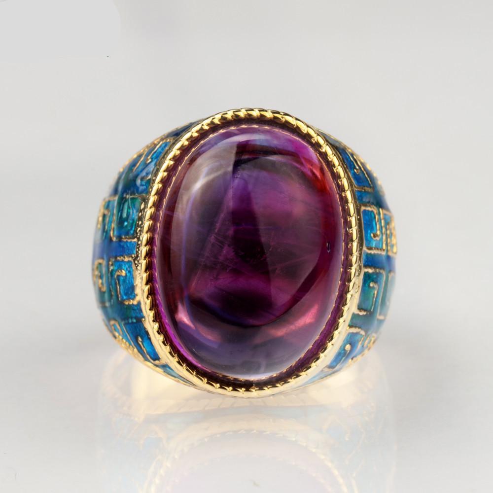 cambioprcaribe Adjustable / Purple Natural Amethyst Silver Ring
