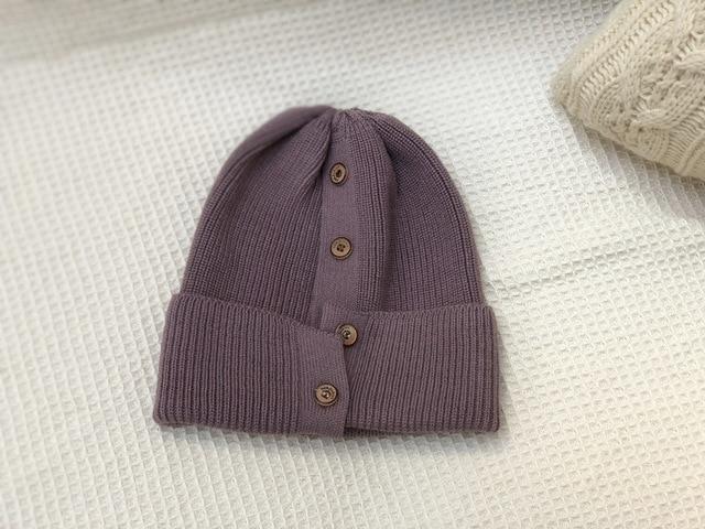 cambioprcaribe Beanie Hats Gray purple Button Up Beanie Hats