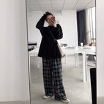 cambioprcaribe Black and White Plaid Wide Leg Pants