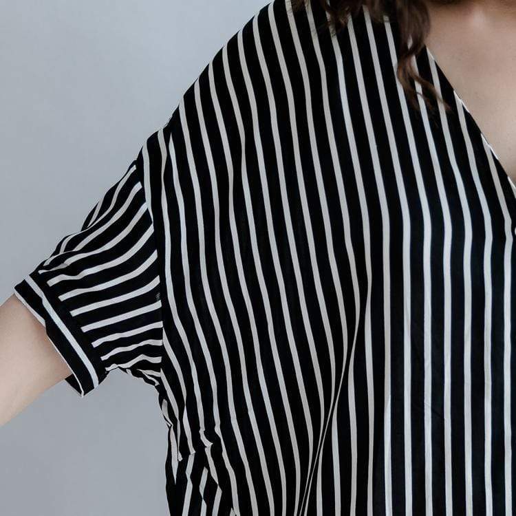 cambioprcaribe Black and White Striped Blouse