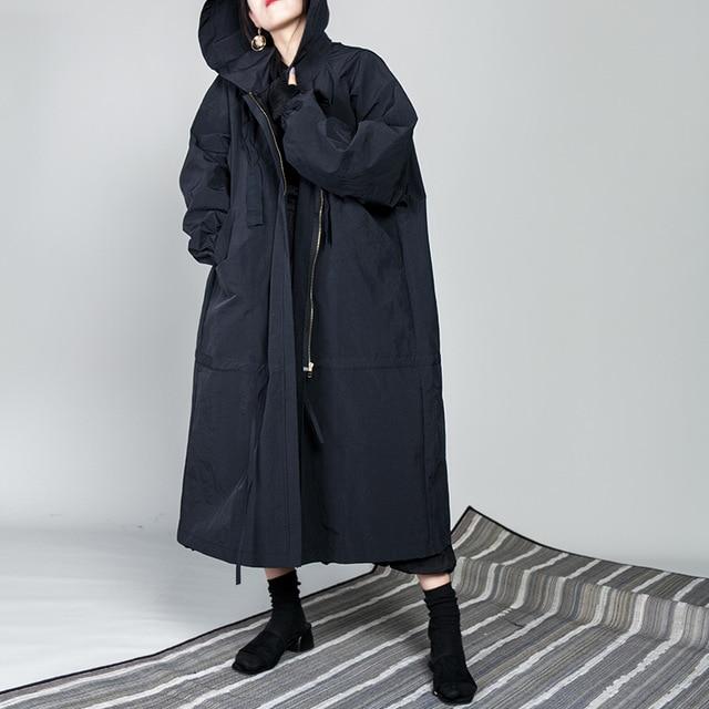 Black Hooded Oversized Coat | Millennials