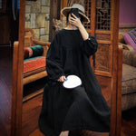 cambioprcaribe Black Linen / One Size Black Oversized Linen Dress