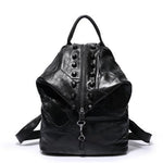 cambioprcaribe Black / Medium Genuine Leather Patchwork Backpack Purse