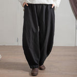 cambioprcaribe Black / One Size Japanese Zen Cotton Linen Palazzo Pants  | Zen