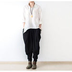 cambioprcaribe Black / One Size Loose Linen Trousers